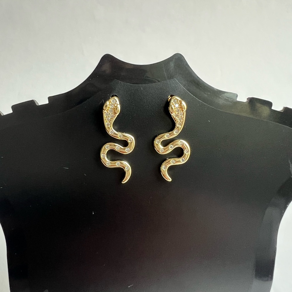 14k Gold Plated Snake Earrings